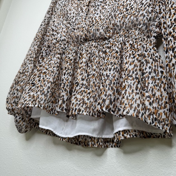 Banana Republic Leopard Print Long Sleeve Blouse Brown Gold Size Small - Picture 9 of 13